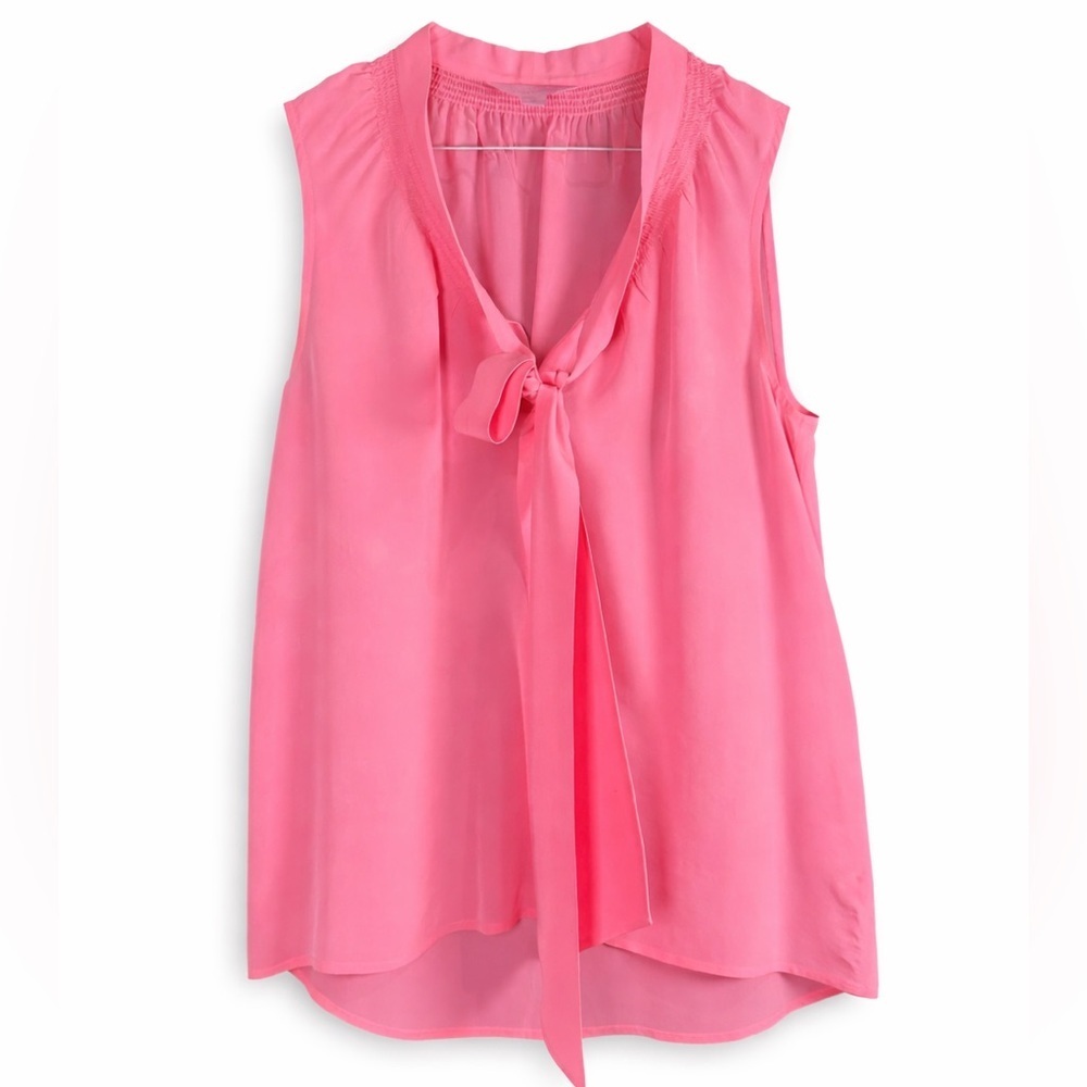 Lilly Pulitzer Silk Vibrant Pink Tie-Front Blouse